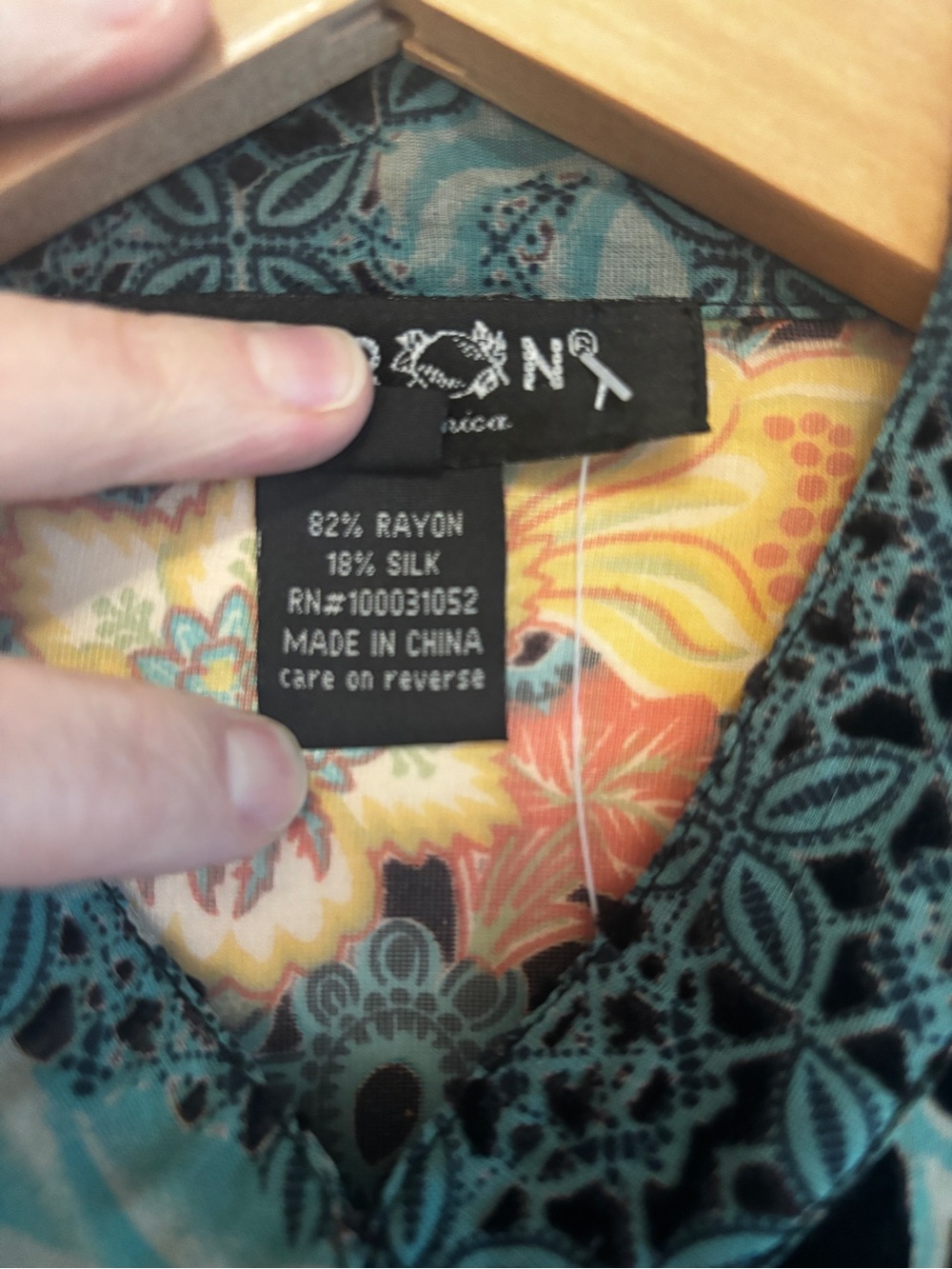Citron Black Teal Burnout Velvet Silk Button Down Tunic Blouse Artsy Boho Size M - Picture 11 of 14